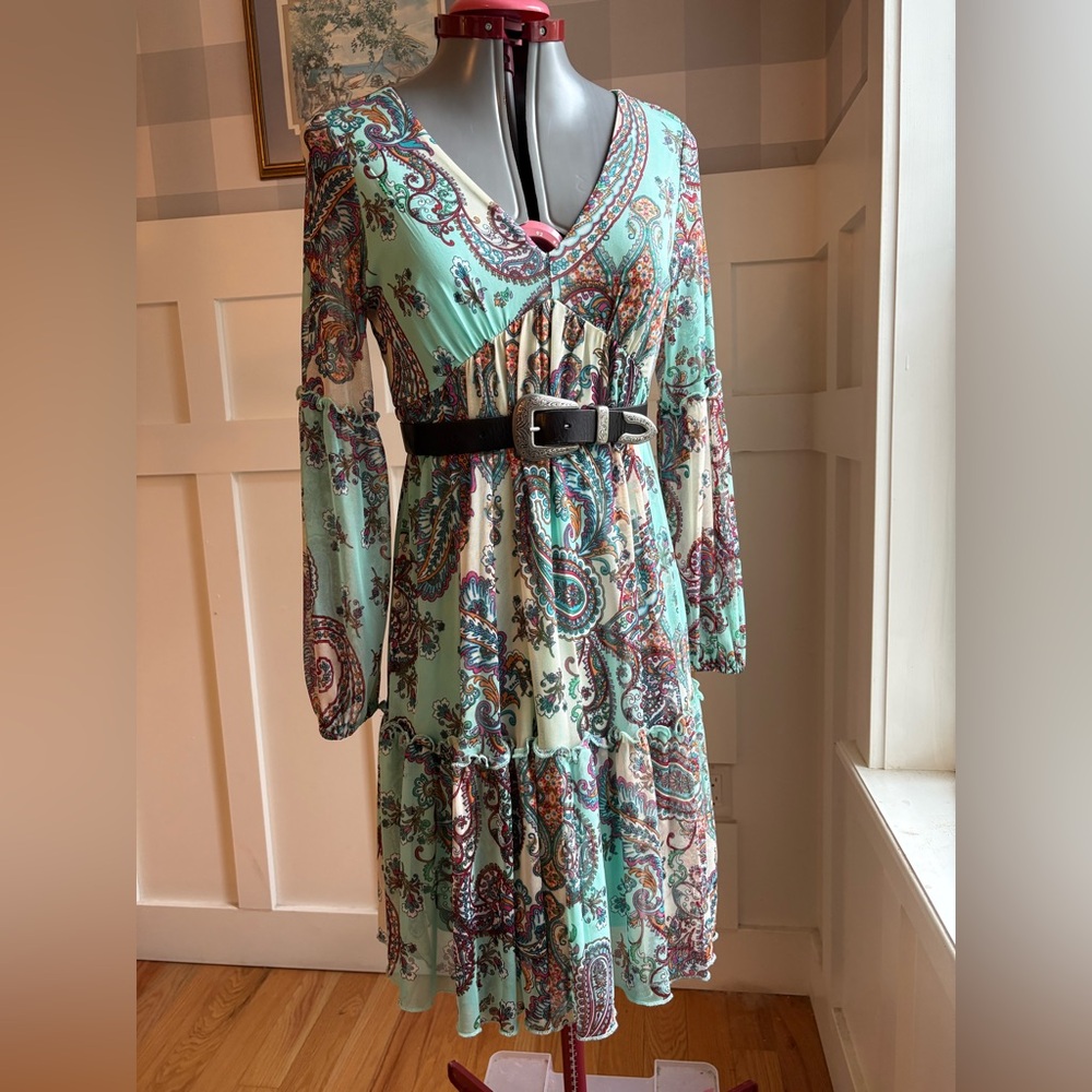 Kate and Lily Floral Bohemian Babydoll Paisley‎ V-Neck Dress Size 6 Beach